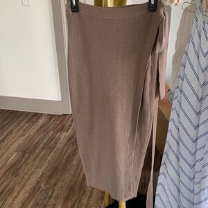 SNDYS brown ribbed wrap midi skirt large‎